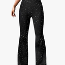 Women Sparkly Flared Leg Pants Y2K Sequin Bell Bottom Legging Pant,XL