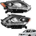Replacement for Rogue 2014 2015 2016 Headlight Assembly Projector w/DRL Left and Right Side Pair