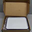 Zhehao 4 White Butcher Tray Palette Rectangular Serving Tray Enamel Metal Classic Sheet Pan Server Vintage Art Supply Holder Tabletop Organizer 7.1 x 10.2 Inch for Painting Food Storage Home