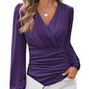 GRACE KARIN Long Sleeve Blouses for Women Dressy Casual, Wrap Tops Work Shirts, 2026 Fall Business Outfits M
