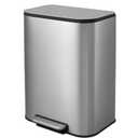 14 Gallon / 50 L Kitchen Trash Can, Stainless Steel Step-on Garbage Can with Soft Close Lid & Odor Protection, Removable Inner Bucket and Rear Handle for Kitchen