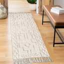 Uphome Boho Washable Runner Rugs 2' x 5', Woven Tufted Neutral Hallway Runner Rug with Fringe, Beige Cotton Farmhouse Entryway Rug, Tribal Accent Bedroom Floor Carpet for Bedside Laundry Kitchen