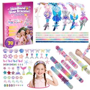 TECJOE DIY Headband Making Kit, Including Headbands & Slap Bracelets, DIY Hair Accessories Set, Arts and Crafts Gifts for Girls, Girl Toys for Age 310