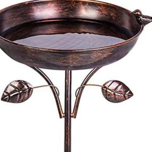Vintage Iron Bird Feeder & Bath with Ground Stake | Antique Outdoor Garden