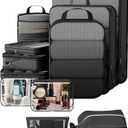 Veken 11 Set Compression Packing Cubes for Travel Essentials,Compressible Expandable Large Luggage Suitcase Organizer Bags for Clothing,Durable Space Saver Storage Bags with Toiletry Bags(Black)