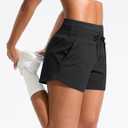 Soothfeel Women's Athletic Running Shorts with Pockets 3.5" Quick Dry High Waisted Workout Active Gym Shorts for Women (Black, M)
