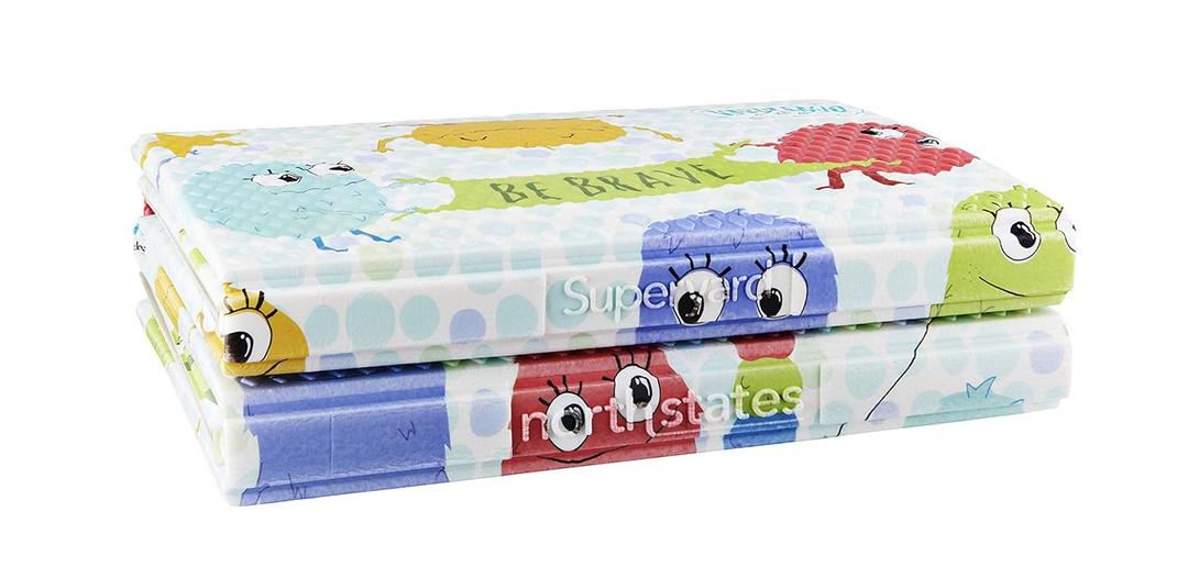 Toddleroo by North States - Superyard Folding Toddleroo Friends Baby Play Mat: Foldable Play Mat for Floors - Extra Large Playmat for Tummy Time - Indoor & Outdoor Use - 71 x 71 Inch