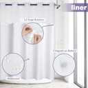 No Hook Shower Curtain Whith Snap in Liner Set, Purple Ombre Floral Striped Fabric Shower Curtains for Bathroom Hotel Decor 71x74 Inches