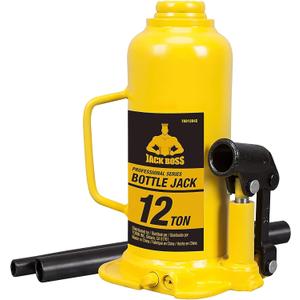 Torin Hydraulic Welded Bottle Jack 12 Ton, Portable Car Jack, 24,000 LBs Capacity with Pump Handle for Cars, Suv, Yellow