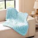 L'AGRATY Chunky Knit Blanket Throw - Soft Chenille Yarn Throw Blanket 30x40 Handmade Thick Cable Knit Crochet Blanket - Large Knit Blanket Chunky Rope Knot Throw Blanket for Couch Sofa Bed Home Decor