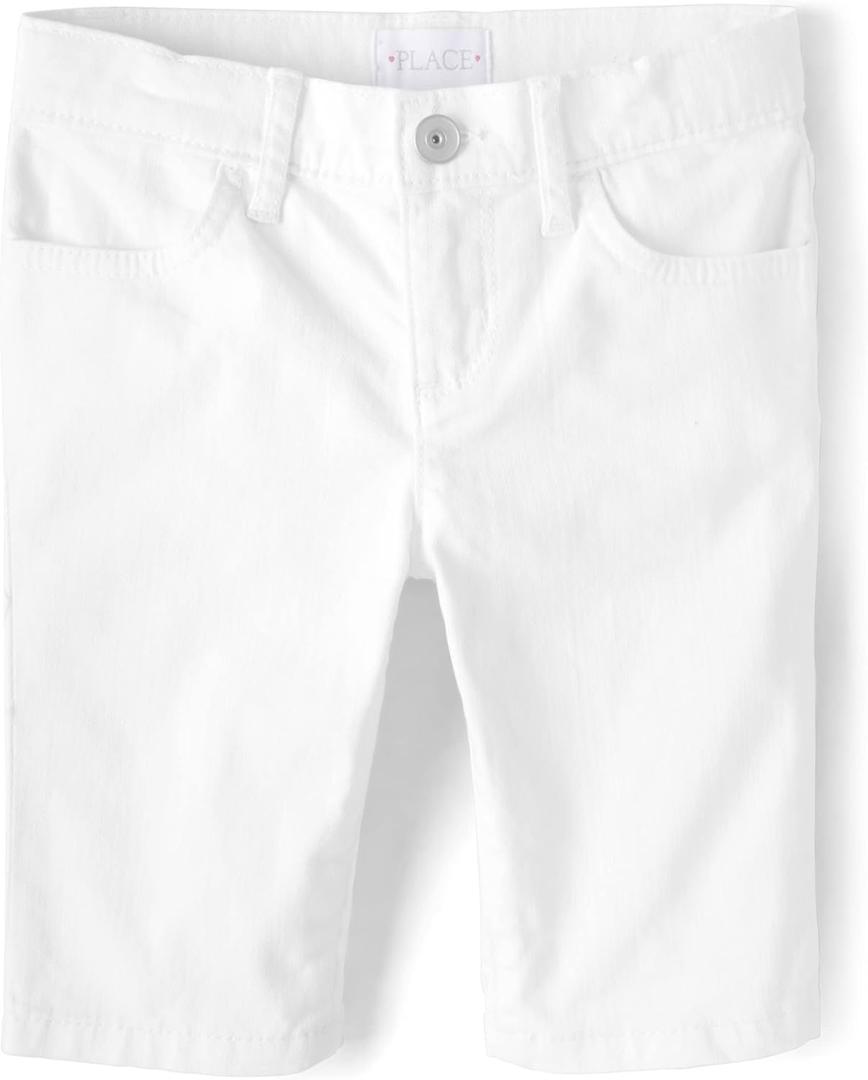The Children's Place Girls' Denim Skimmer Shorts (14, White)
