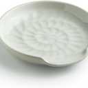 Spoon Rest for Stove Top, 5.3inch Ceramic Utensil Holder for Kitchen Counter, Large Cooking Spatula Rests for Ladles Tongs, White