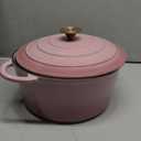 Vintage Style 6 Quart Dutch Oven Pot with Lid, Non Stick Enameled Cast Iron Dutch Oven for Bread Baking, Heavy-Duty, Oven Safe Ceramic Cookware Up to 500F for Baking, Braising, Stews, Roasting, Pink