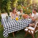 Softalker Gingham Checkered Tablecloth Rectangle - Outdoor Waterproof Buffalo Plaid Table Cloth, Stain Resistant Washable Table Cover for Picnic, Camping, Dining - Navy Blue and White, 60 x 102 Inch