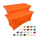 IVAPUPU 2 Pack 4FT Table Cloth for Rectangular Fitted Events Stretch Orange Table Covers Washable Cover Spandex Tablecloth Protector for Party, Wedding, Cocktail, Banquet, Festival