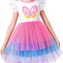 LQSZ Girls Tulle Dresses Princess Flutter Sleeve Tutu Dress for Toddler Girl 3-12 Years (5-6 Years)