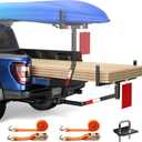 JY PERFORMANCE Truck Bed Extender Hitch Mount, Foldable Pickup Truck Bed Extender for Kayak Canoe Ladder Lumber Rack Long Pipes, w/Flag, Reflective Tape, 375lbs Capacity