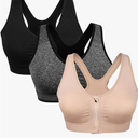 Women's Zip Front Sports Bra Wireless Post-Surgery Bra Active Yoga Sports Bras, XL