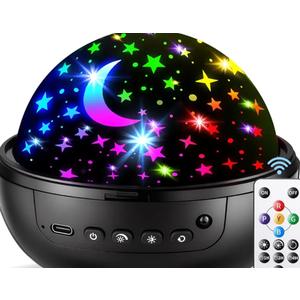 COOLNIGHT Night Light for Kids,93 Lighting+3 Films Kids Night Light Projector,Remote+Dimmable Star Projector,360° Ceiling Stars Glow in The Dark Stars,Christmas Gifts for 4 Year Old Boy Birthday Gift
