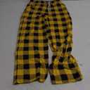 Alimens & Gentle Womens Pajama Pants Plaid Stretch Comfy Lounge Pants Drawstring Waist Sleep Bottoms with Pockets (Small, Yellow & Black)