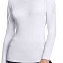 TSLA Women's Thermal Long Sleeve Tops, Mock Turtle & Crew Neck Shirts, Fleece Lined Compression Base Layer, Size: XL
