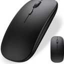 Wireless Bluetooth Mouse for iPad/MacBook Pro/Air/Laptop/pc Rechargeable Silent Mouse Portable Slim for Surface Pro/Lenovo/Samsung Tablet (Black)