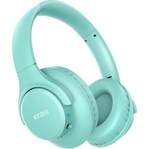 KVIDIO Bluetooth Headphones Over Ear, 65 Hours Playtime Wireless Headphones with Microphone, Foldable Lightweight Headset with Deep Bass, HiFi Stereo Sound Low Latency for Travel Work Cellphone