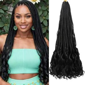 French Curl Crochet Braids 30 Inch Box Braids Crochet Hair Pre Looped French Curl Braiding Hair Crochet Braids for Black Women French Curls Braids Goddess Braids Crochet Box Braids Hair Extensions(1B)