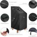 Stacking Chair Cover, 420D Patio Chair Cover, Outdoor Patio Furniture Covers for Stacked Chairs, Outdoor Lawn Dining Chair Covers 1 Pack (28" W x 28" D x 49" H) (Black)