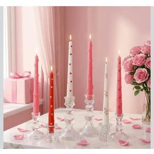 Nuanchu 4 Pcs Valentine Decorative Taper Candles 3D Heart Dripless Candlesticks Pink Red Spiral Taper Candles for for Valentine Anniversary Home Table Decoration Wedding Holiday Gift