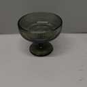 Vesici 6 Pcs Vintage Glass Dessert Bowls 9 oz Ice Cream Cups Trifle Pedestal Bowl Vintage Strips Embossed Glass Dishes for Candy Fruit Salad for Home Party Wedding(Dark Green)