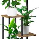 4 Tier Wood Tall Plant Stand Metal Rack Indoor, Multiple Flower Pot Holder Shelves Corner Rack, Planter Shelf Display Rack Storage Organizer for Patio Living Room Balcony Garden(Black)