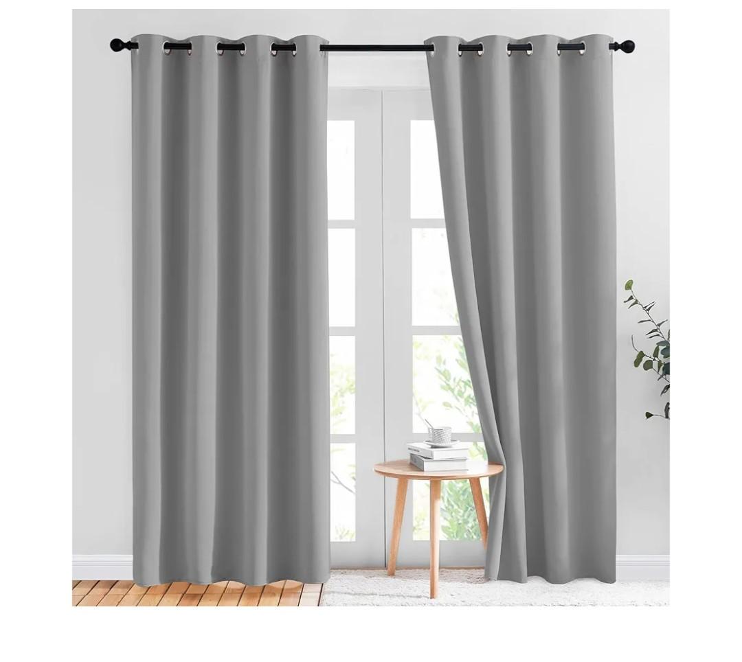 NICETOWN Light Gray Blackout Curtains 84 inch Long for Bedroom - Thermal Insulated Solid Grommet Light Blocking Window Curtains & Drapes for Living Room (2 Panels, 52 x 84 Inch, Silver Grey)