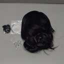 BESTBEL+6 Earrings+Hair Cap Short Dark Purple Wigs with 2 Buns for Women Dark Purple Anime Wigs for Adult Stage Outfits for Women Halloween Party Cosplay