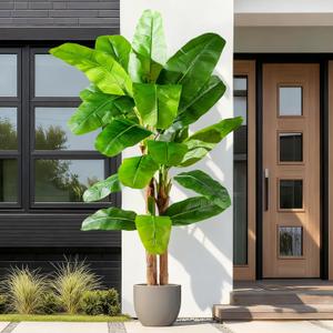 Tall Artificial Banana Tree Big Faux Tropical Bananas Trees Indoor Outdoor Realistic Floor Plant Large Fake Plants for House Home Living Room Office Front Porch Decor Outside Patio para decoracion
