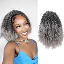 Kinky Curly Drawstring Ponytail Grey Afro Curl Synthetic Hair Extension Clip In Ponytail for Women Thick Natural Looking No Shedding Hairpiece 12 Inch