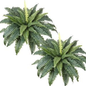 Dremisland Artificial Ferns for Outdoors,Set of 2 Bouquets 30" Diam Large Fake Hanging Ferns Artificial Boston Fern Fake Fern Plant Artificial Bush for Home Garden Porch Farmhouse Decoraction(2 PCS)