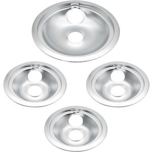 WB31T10010 and WB31T10011 Chrome Drip Pans by SupHomie - Compatible with GE Hotpoint Electric Range with Locking Slot - Includes 3 6-Inch and 1 8-Inch Pans, 4 Pack