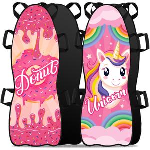 2 Pcs 45" Large Foldable Snow Sled for Kid Adult Toboggan with Reinforced Bottom Sturdy Fabric Stitching Ergonomic Handle Fits 2 Kid or 1 Adult Portable Winter Sled for Family