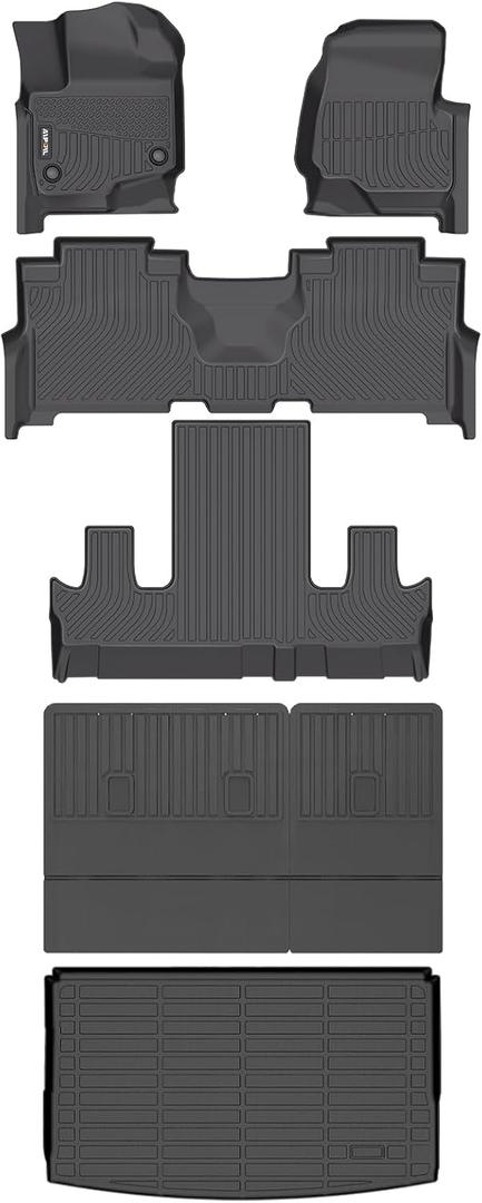 AIPOIL® Floor Mats & Cargo Liner Set for 2021-2024 Ford Expedition Max Bucket Seating 7 Seats All Weather Protection TPE Anti-Slip Automotive Full Set Custom Car Mats Accessories - Black