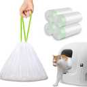 120 Pack Cat Litter Box Liners with Drawstring, Heavy Duty Cat Litter Box Liners Waste Bags Replacement