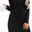 ANRABESS Womens Sweater Midi Dresses Long Sleeve Crew Neck Fuzzy Knit Casual Home Lounge with Pockets, Black, Medium 