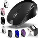 Mouse for MacBook Bluetooth Wireless Mouse Laptop MacBook Air Mac Pro Silent Rechargeable PC iPad Optical Mouse with Jiggler Dual Mode Switch Bluetooth 5.2/3.0 and 2.4GHz USB Type-C Receiver BLACK