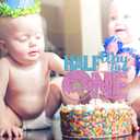 2 x Half Way To One Cake Topper, Doughnut Theme Happy 6 Month/Baby Birthday Cake Decor, Kids Half Year Birthday/Anniversary Party Decorations Supplies