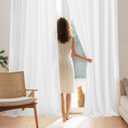 NICETOWN Non-See-Through Off White Sheer Curtains 84 inch Length 2 Panels Set, Rod Pocket & Back Tab Privacy Window Treatments Light Filtering Drapes for Bedroom/Living Room, W52 x L84