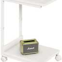 Side Table,C Table with 2-Tier Storage Shelf, End Table TV Tray with Metal Frame, Sofa Table with Wheels for Living Room, Bedroom, Office, Bathroom, Easy Assembly, White