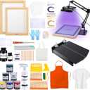 Caydo 59 Pieces All-in-One Screen Printing Kit with Screen Printer, 50W Exposure Screen Printing Light, Photo Emulsion Kit, Screen Printing Frames, Instructions
