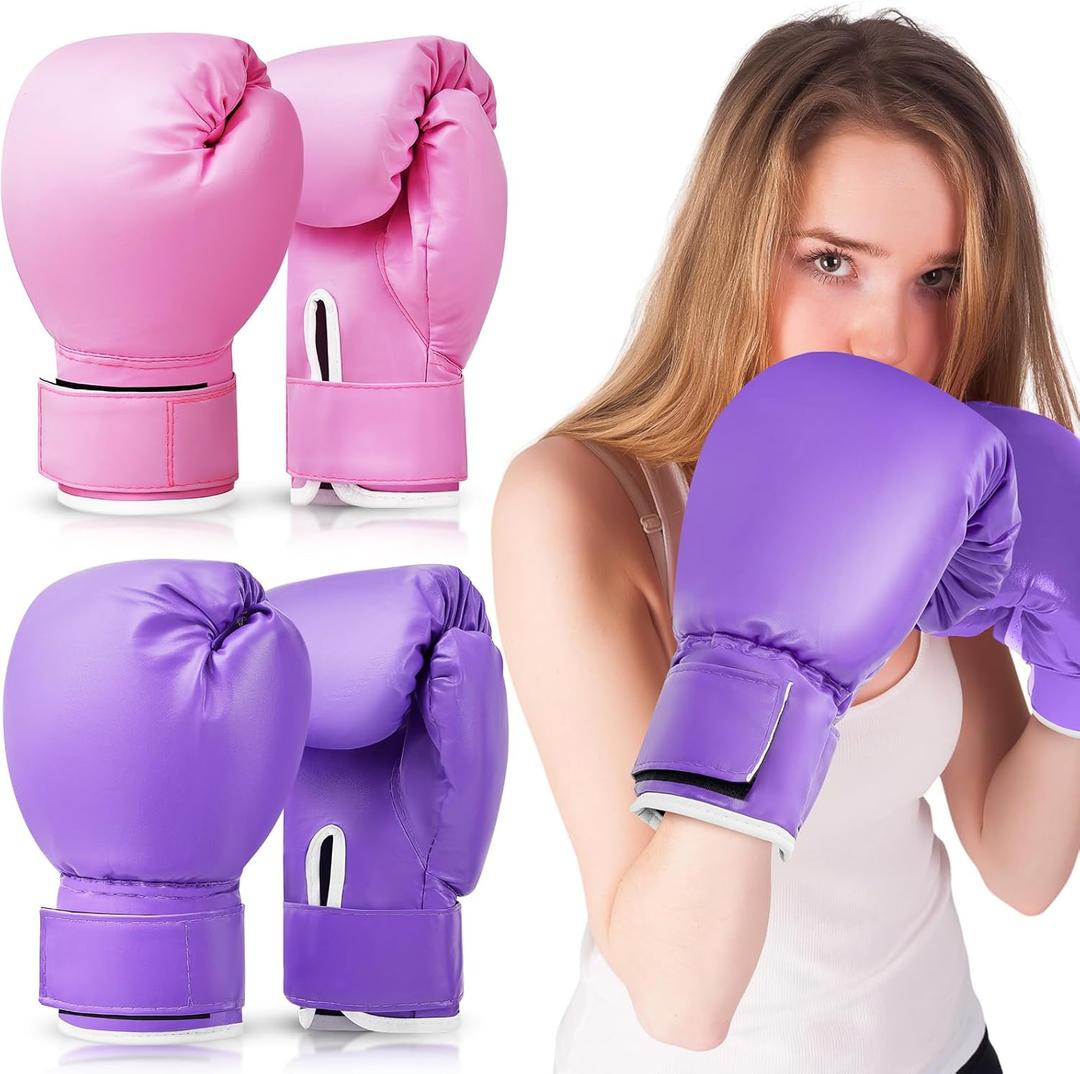 2 Pairs Boxing Gloves Kickboxing Gloves for Adults Beginners Teens Kick Boxing Gloves Training Sparring for Punching Blocking Power