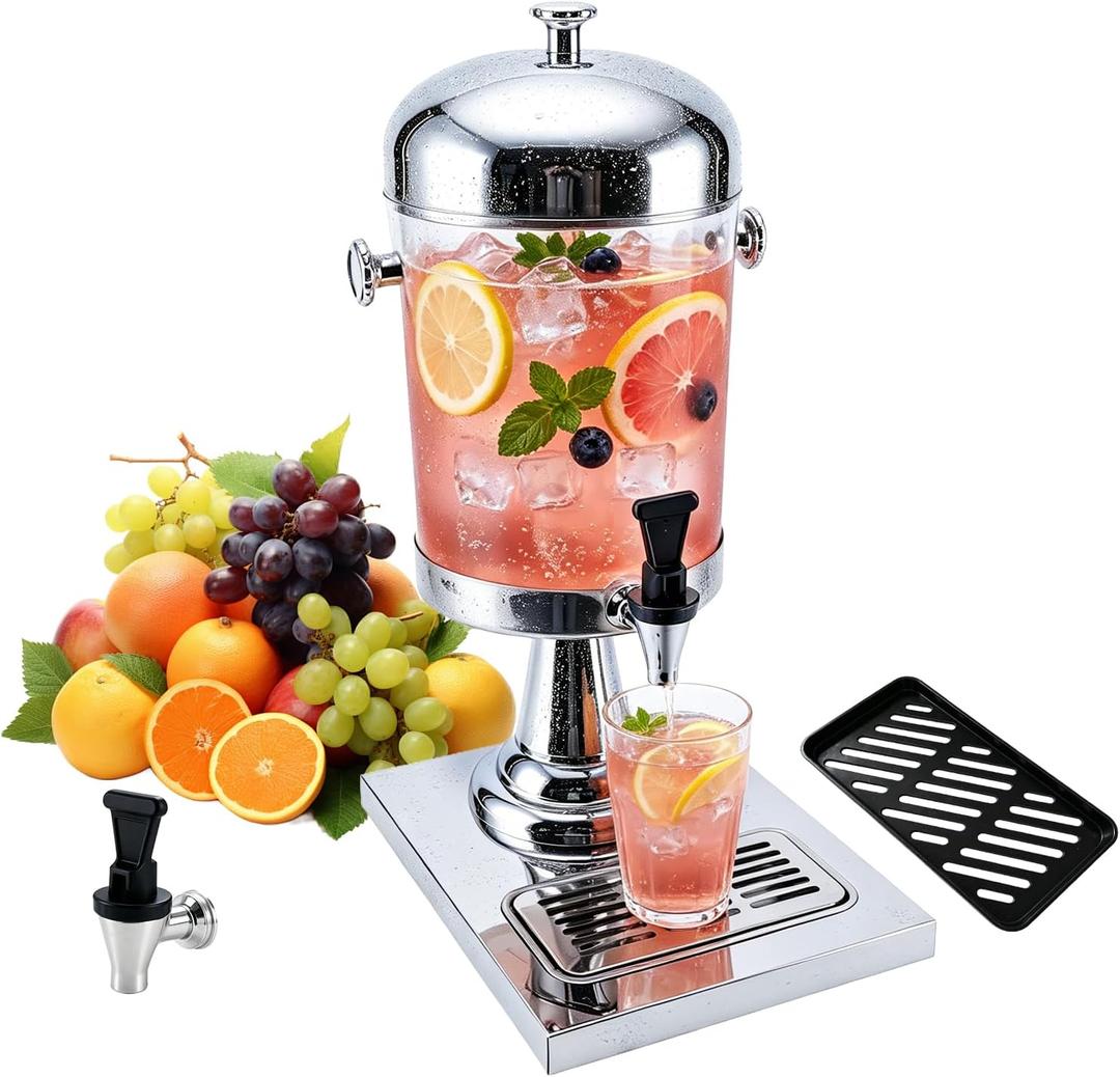 2.1 Gallon Drink Dispenser with 2 Leak‑Proof Spigots & 2 Drip Trays