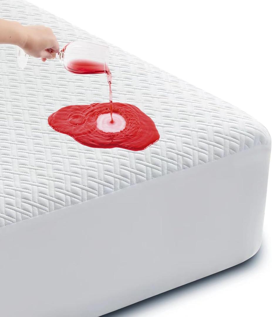 Cozymaker King Size 100% Waterproof Mattress Protector, Cooling Mattress Cover Fitted 8-21" Deep Pocket, 3D Air Fabric Soft Breathable Bed Mattress Pad Cover Noiseless Washable